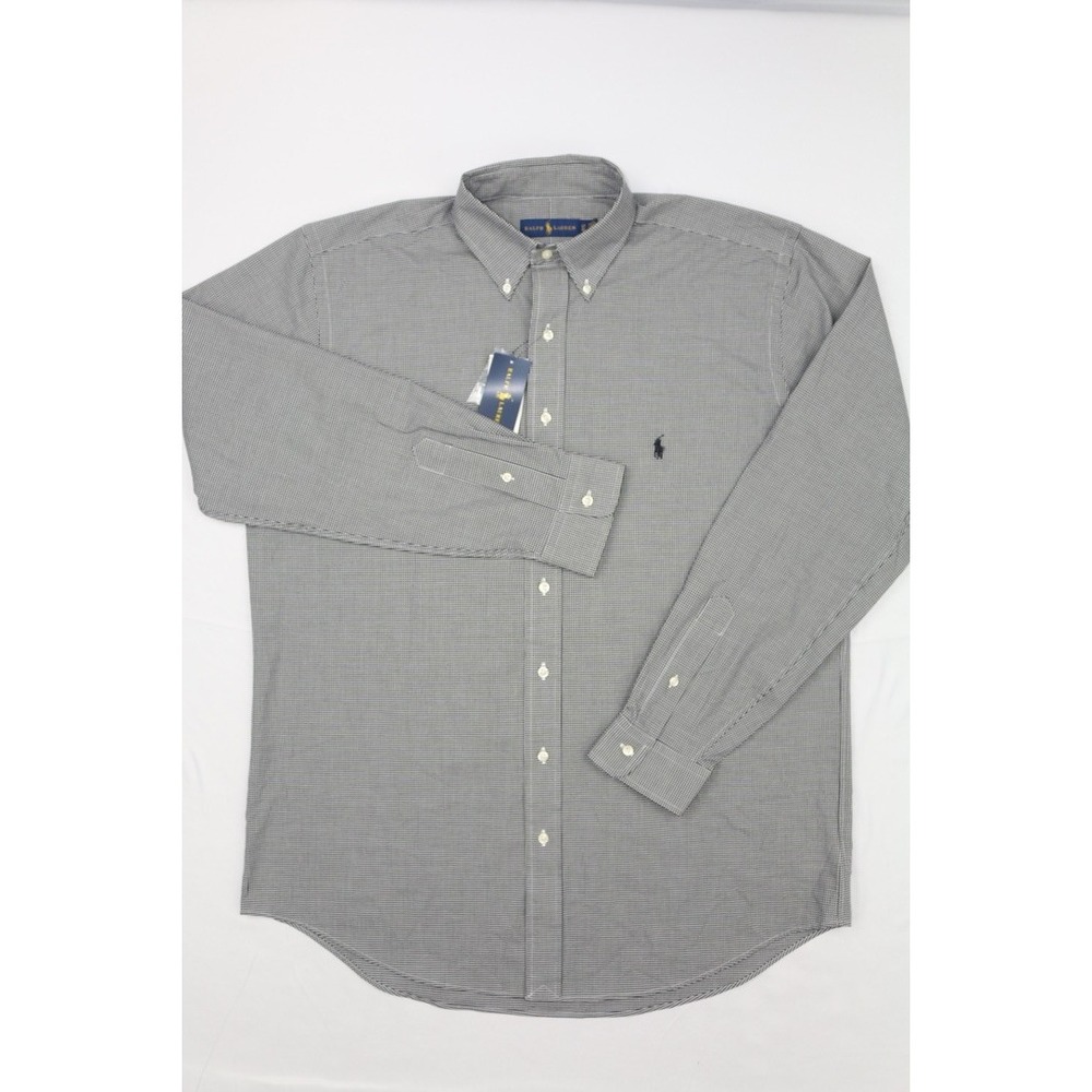Polo Ralph Lauren Mens Core Replen Button Up Sport Shirt Black Sz LT Windowpane - Picture 2 of 13
